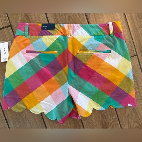 NWT crown & ivy Colorful Plaid Women's Shorts - Picture 6 of 6